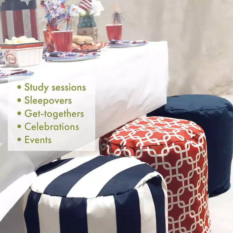Pouf ottoman rond, housse amovible et lavable, garnissage recyclé écologique