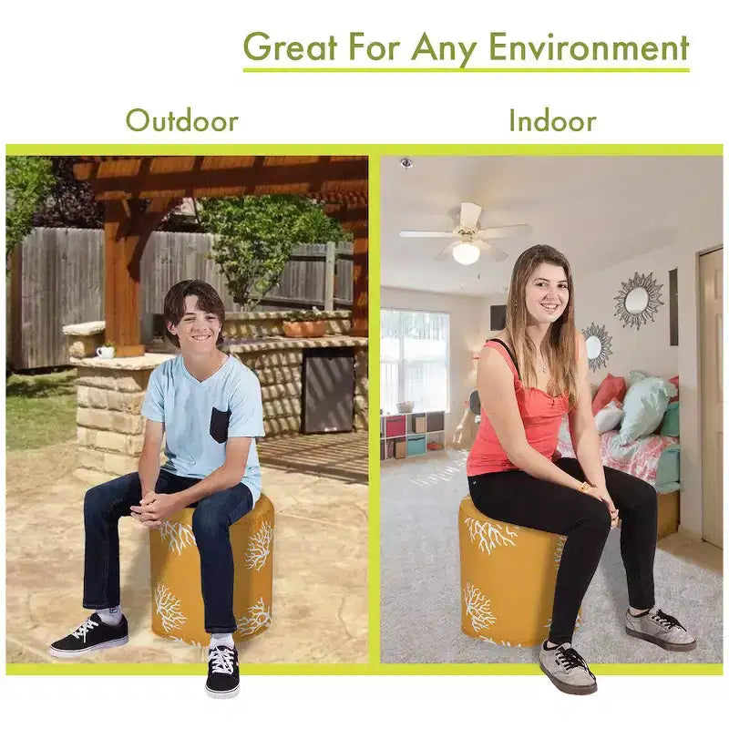 Pouf ottoman rond, housse amovible et lavable, garnissage recyclé écologique