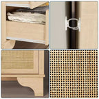 Commode à 7 tiroirs pour chambre à coucher, commode large en rotin naturel de 120 cm, organisateur de rangement de vêtements en bois de style bohème, meuble TV
