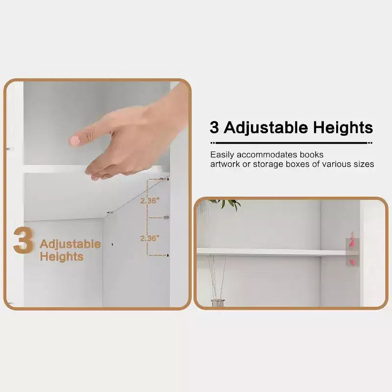 Bibliothèque à 6 niveaux, bibliothèque de 180 cm de haut avec 3 étagères, meuble de rangement avec portes et 3 tiroirs pour bureau à domicile, salon, chambre à coucher