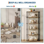 Étagère, bibliothèque à 6 niveaux, étagère d'angle de rangement de style industriel, autoportante, adaptée pour la chambre à coucher, le bureau à domicile, la cuisine, le salon