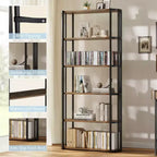 Étagère, bibliothèque à 6 niveaux, étagère d'angle de rangement de style industriel, autoportante, adaptée pour la chambre à coucher, le bureau à domicile, la cuisine, le salon