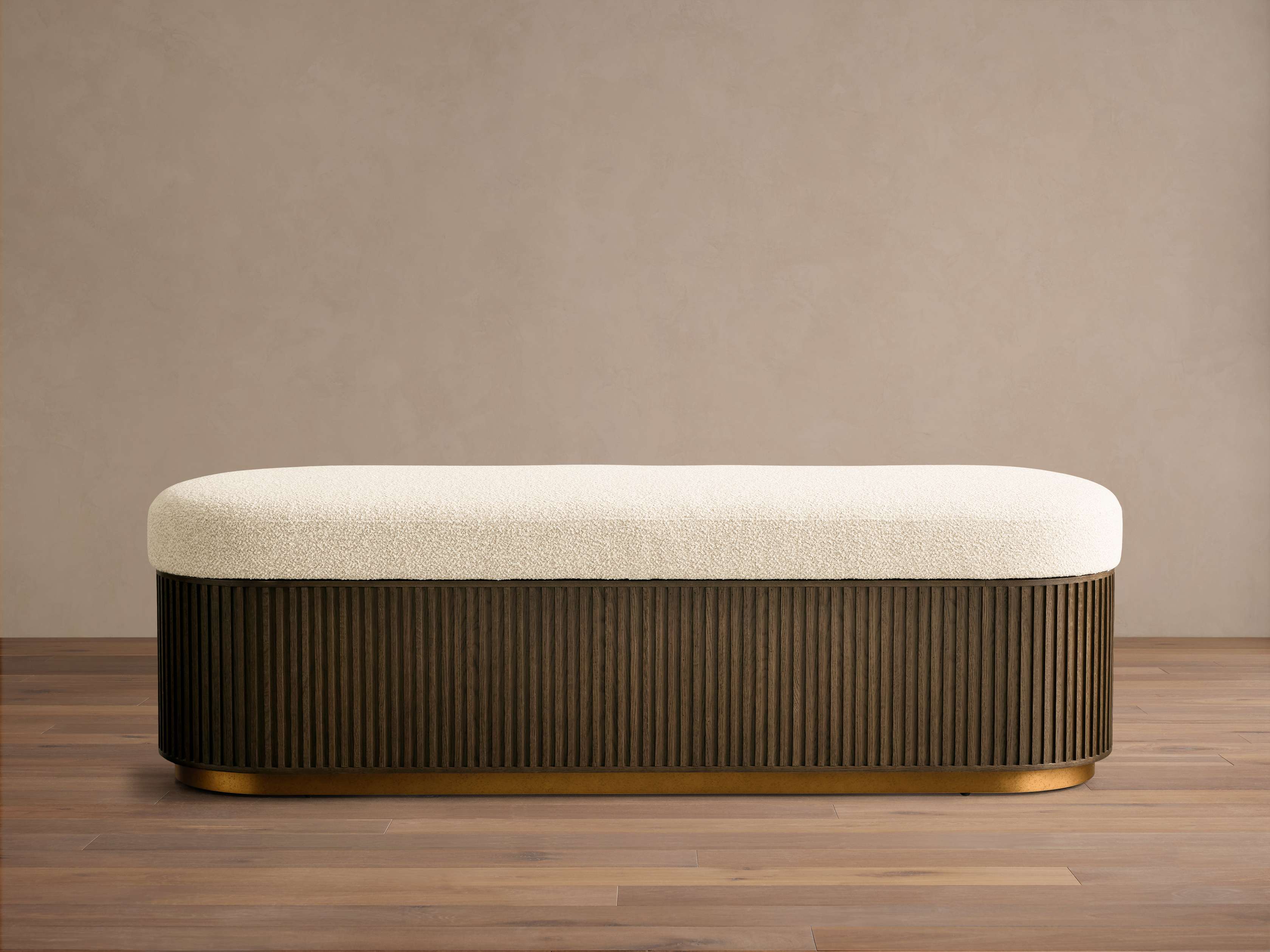 Banc de rangement en bois massif avec coussin rembourré