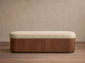 Banc de rangement en placage de noyer avec couvercle à fermeture amortie