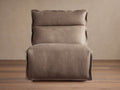 Fauteuil inclinable électrique en cuir sans accoudoirs avec dossier haut et coussin en mélange de duvet