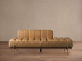 Lit de repos en cuir avec coussins en duvet et plumes