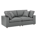 Commix Down Filled Overstuffed Vegan Leather Loveseat Gray - Modway