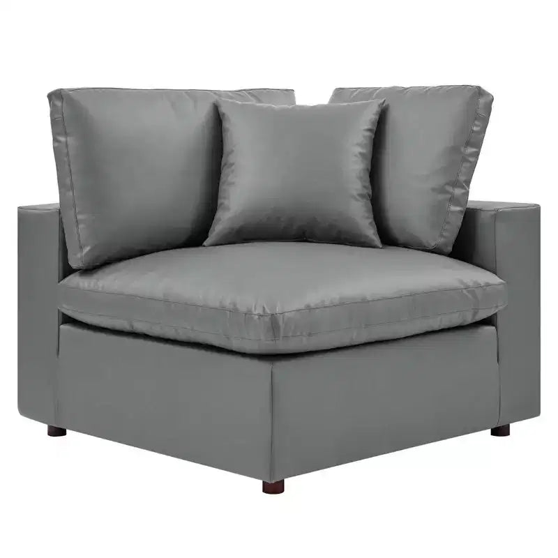 Causeuse en similicuir surdimensionnée, garnie de duvet, gris