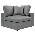 Causeuse en similicuir surdimensionnée, garnie de duvet, gris
