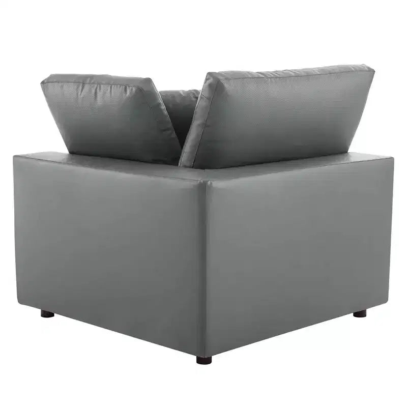 Causeuse en similicuir surdimensionnée, garnie de duvet, gris