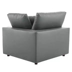 Causeuse en similicuir surdimensionnée, garnie de duvet, gris