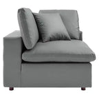 Causeuse en similicuir surdimensionnée, garnie de duvet, gris