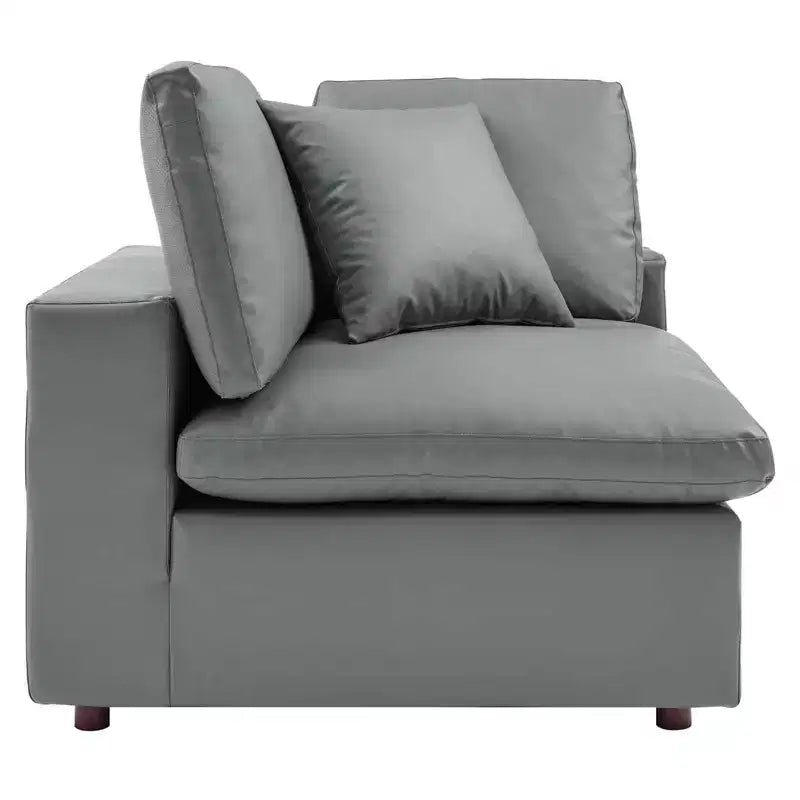 Causeuse en similicuir surdimensionnée, garnie de duvet, gris