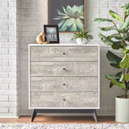 Buylateral Crislana 4 Drawer Chest White/Weathered Gray: Space-Saving Vertical Storage