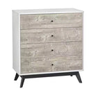 Commode 4 tiroirs Blanc/Gris vieilli : Rangement vertical compact