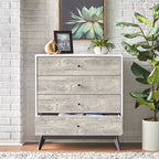 Commode 4 tiroirs Blanc/Gris vieilli : Rangement vertical compact