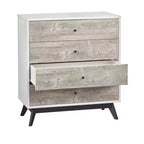 Commode 4 tiroirs Blanc/Gris vieilli : Rangement vertical compact