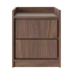 Corsica Swing Door Nightstand Walnut - Eco Dream: Modern Storage Solution, Push-Spring Access, Ideal for Platform Beds