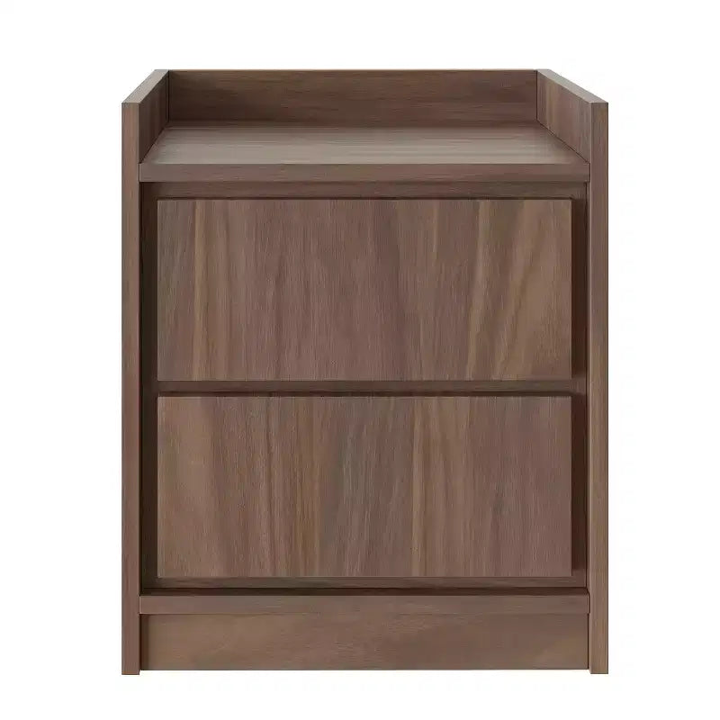 Corsica Swing Door Nightstand Walnut - Eco Dream: Modern Storage Solution, Push-Spring Access, Ideal for Platform Beds