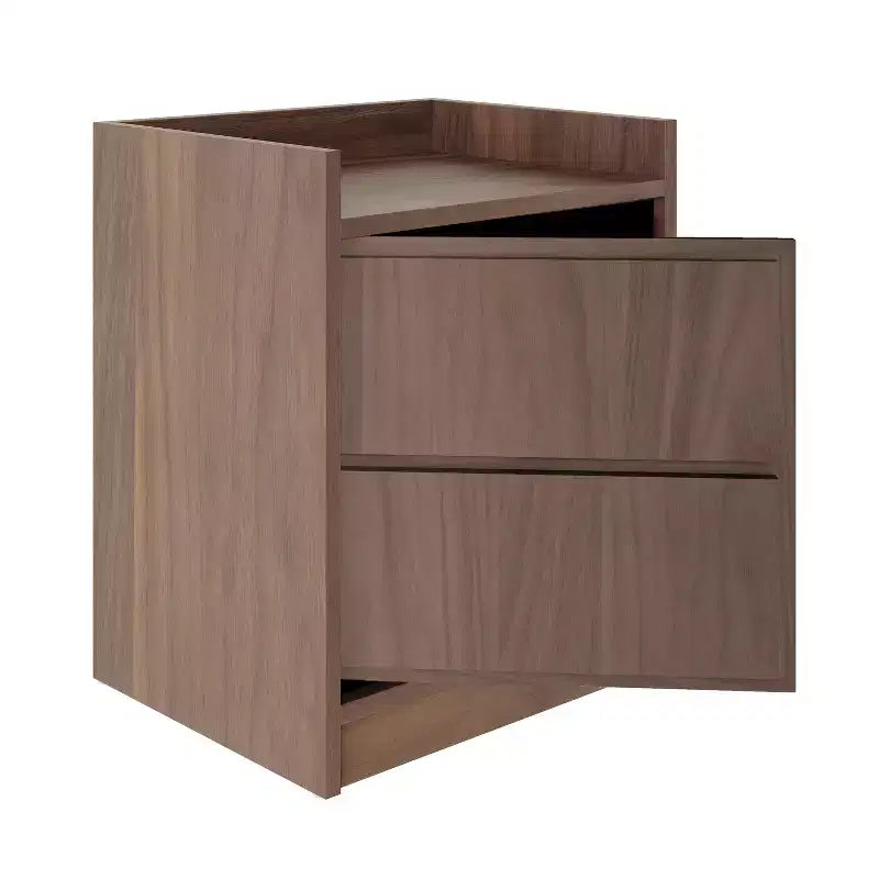 Table de chevet à porte battante Noyer, Solution de rangement moderne, Accès par pression, Idéale pour lits plateforme