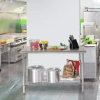 Table de travail en acier inoxydable de qualité commerciale NSF, hauteur 35,5", chariot de cuisine avec rangement