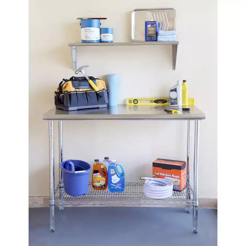 Table de travail en acier inoxydable de qualité commerciale NSF, hauteur 35,5", chariot de cuisine avec rangement