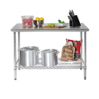 Table de travail en acier inoxydable de qualité commerciale NSF, hauteur 35,5", chariot de cuisine avec rangement