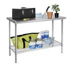 Table de travail en acier inoxydable de qualité commerciale NSF, hauteur 35,5", chariot de cuisine avec rangement