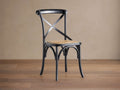 Chaise de salle à manger avec assise en rotin tressé à la main et structure en bois massif