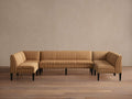 Banquette en U avec surpiqûres et pieds en érable