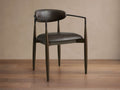 Fauteuil de salle à manger en similicuir avec structure en bois laqué