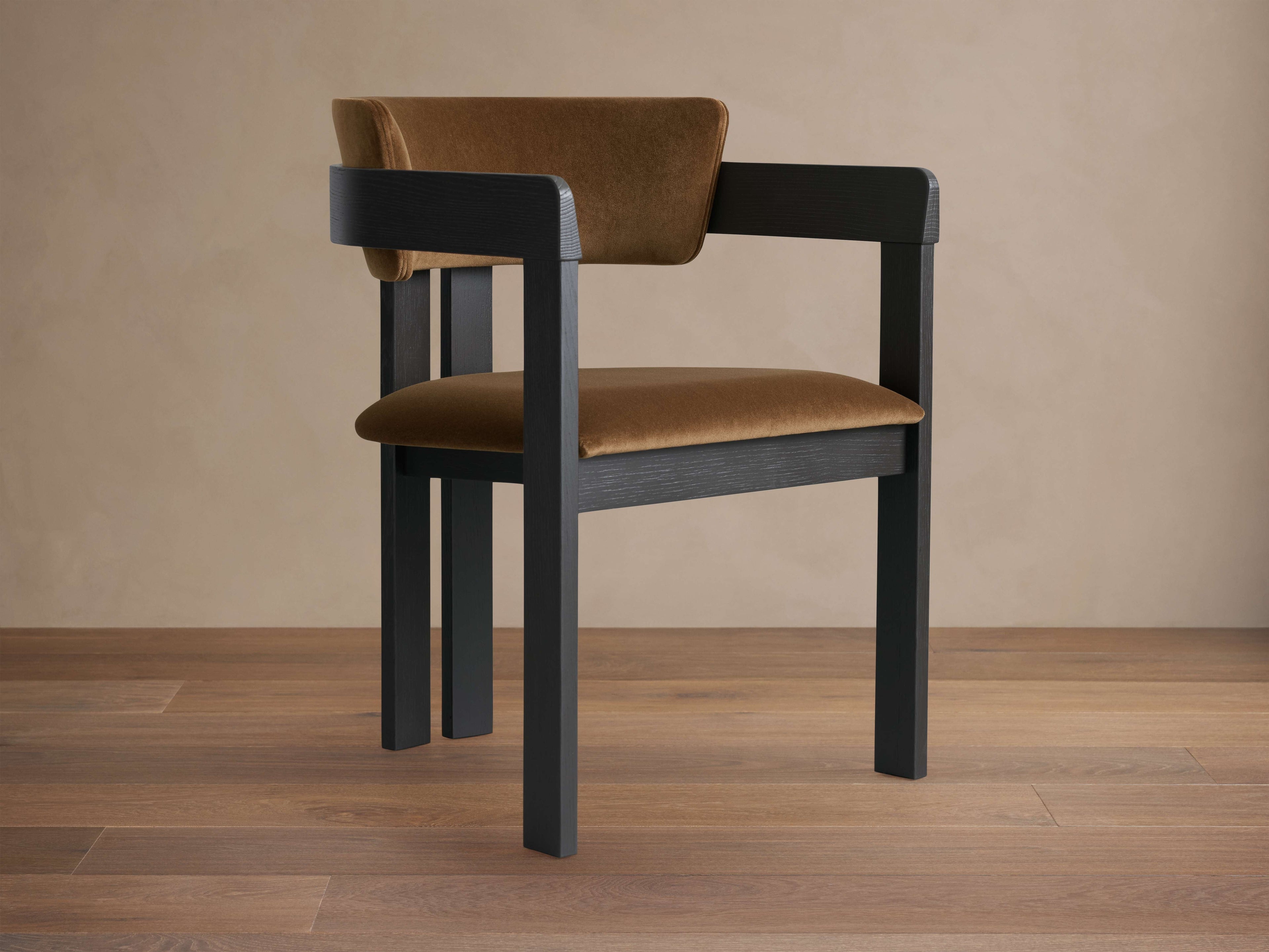 Fauteuil de salle à manger italien en frêne avec tissu haute performance