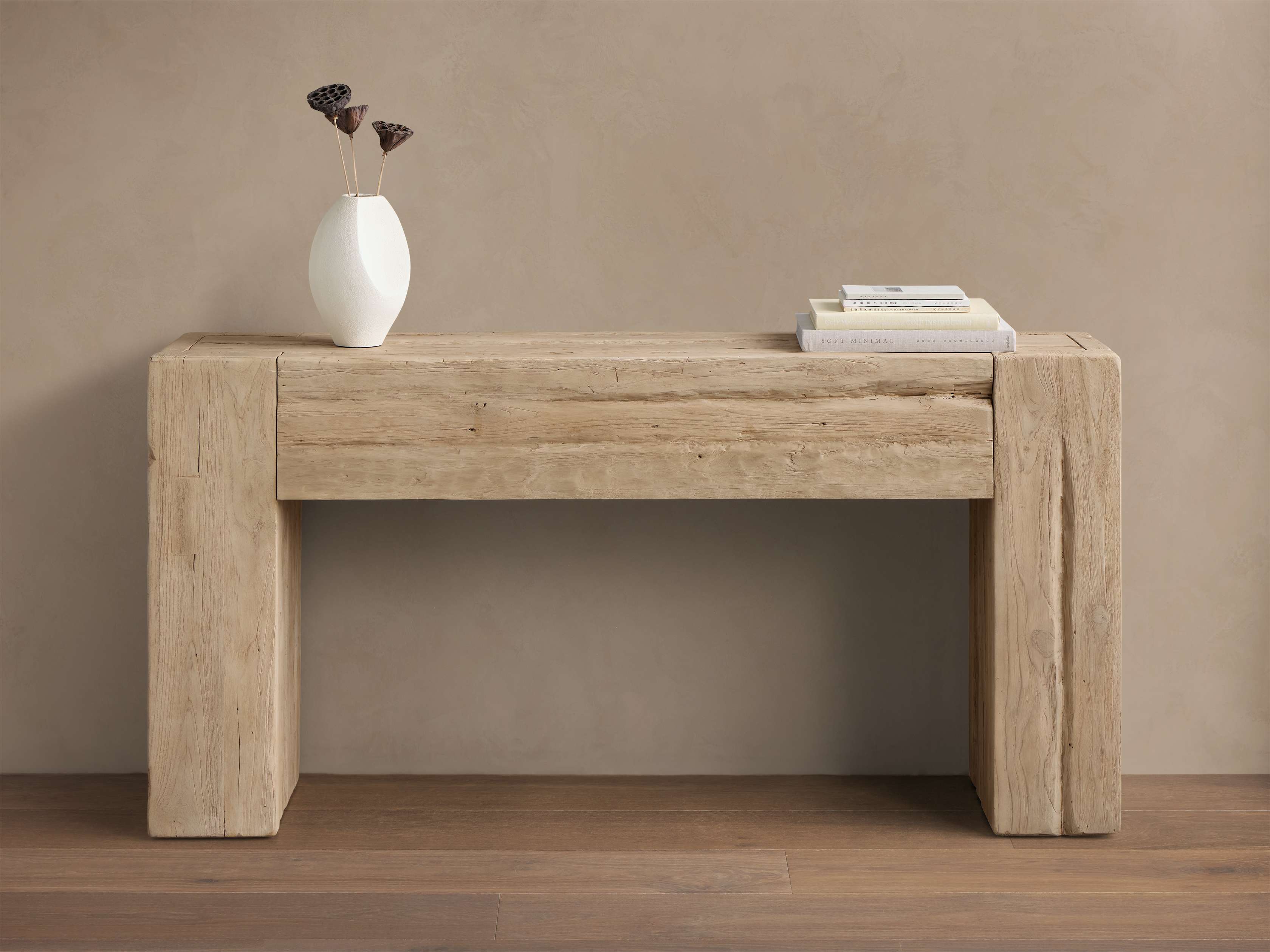 Console en teck recyclé avec finition Shou Sugi Ban ou naturelle