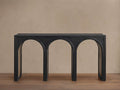 Console en chêne massif avec détails en arc et intérieur contrasté