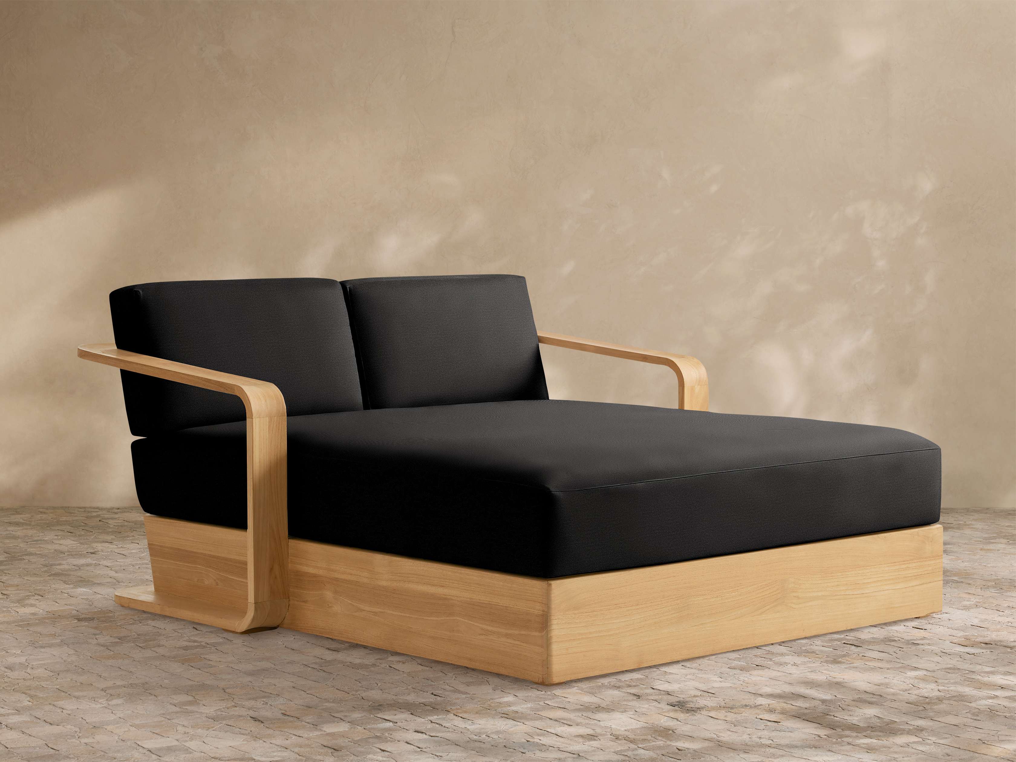 Bain de soleil d'extérieur en teck de première qualité avec coussin