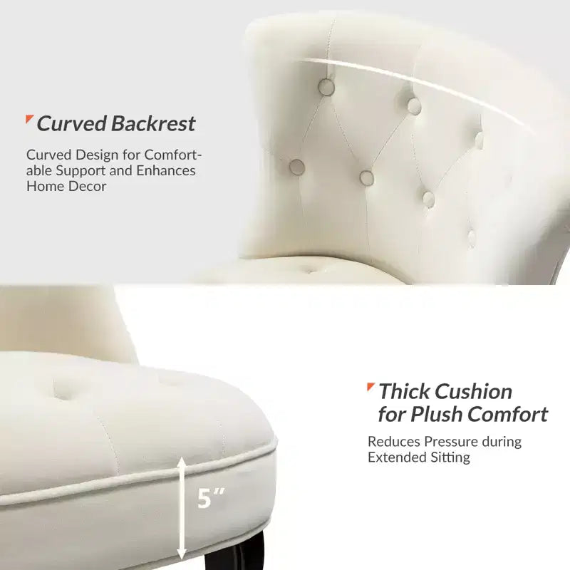 Chaise d'appoint à oreilles traditionnelle en velours capitonnée