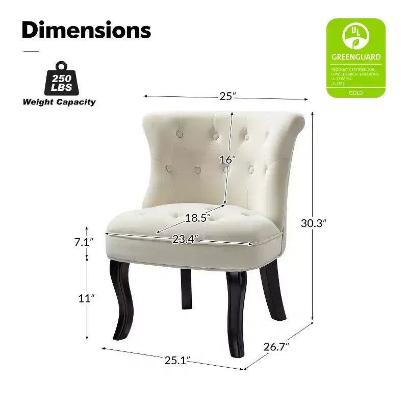 Chaise d'appoint à oreilles traditionnelle en velours capitonnée