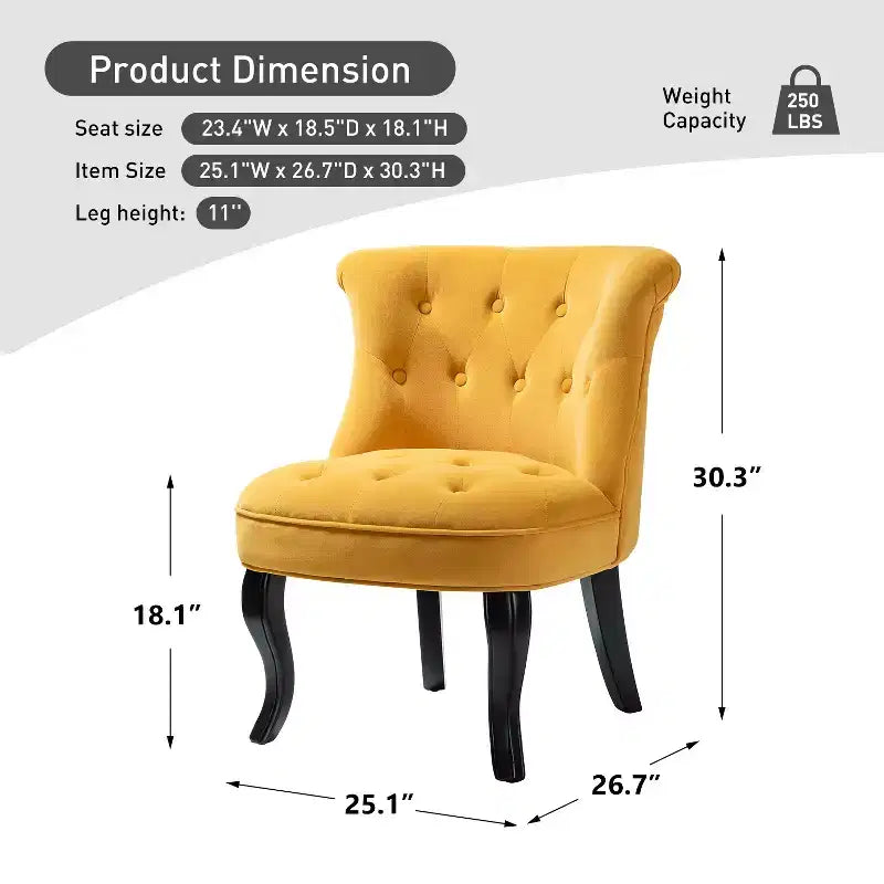 Chaise d'appoint à oreilles traditionnelle en velours capitonnée