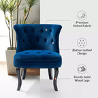 Chaise d'appoint à oreilles traditionnelle en velours capitonnée