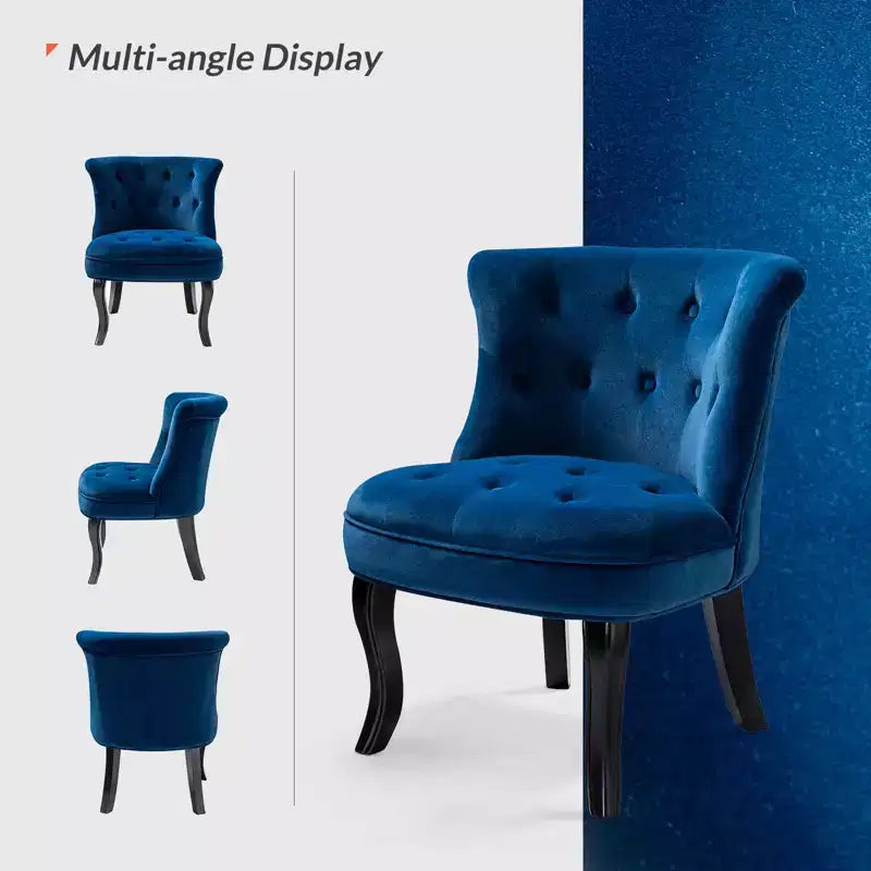 Chaise d'appoint à oreilles traditionnelle en velours capitonnée