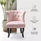 Chaise d'appoint à oreilles traditionnelle en velours capitonnée