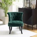 Chaise d'appoint à oreilles traditionnelle en velours capitonnée