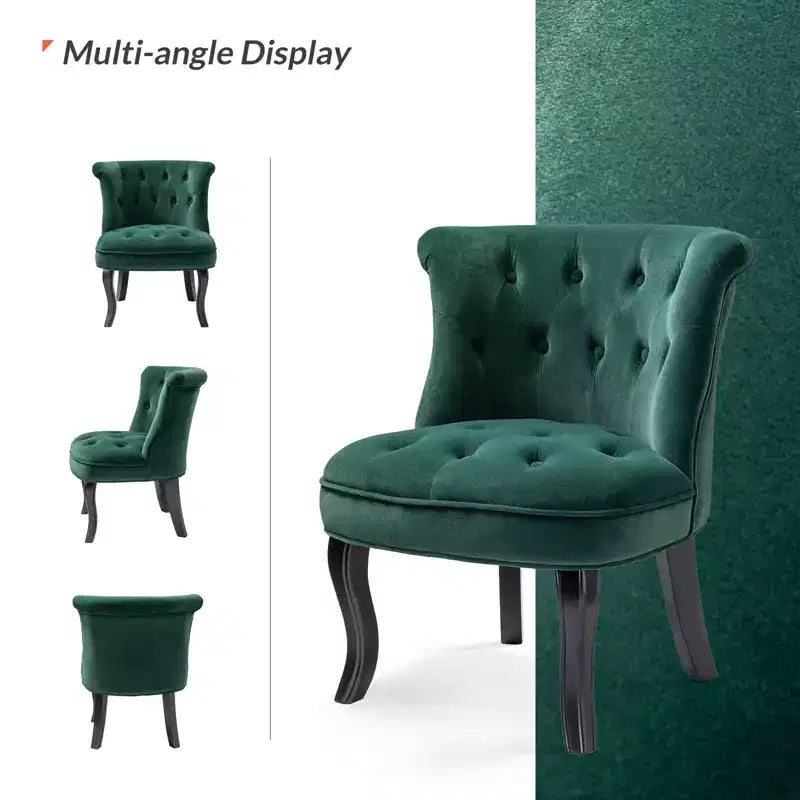 Chaise d'appoint à oreilles traditionnelle en velours capitonnée