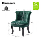 Chaise d'appoint à oreilles traditionnelle en velours capitonnée