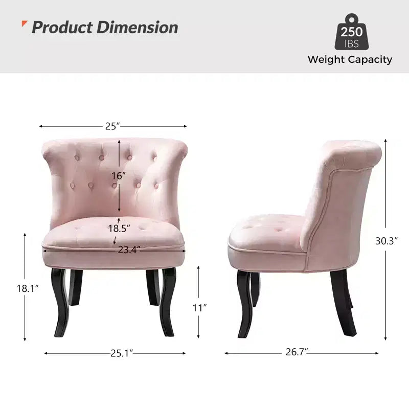 Chaise d'appoint à oreilles traditionnelle en velours capitonnée
