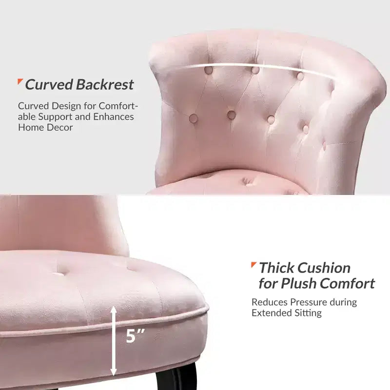 Chaise d'appoint à oreilles traditionnelle en velours capitonnée