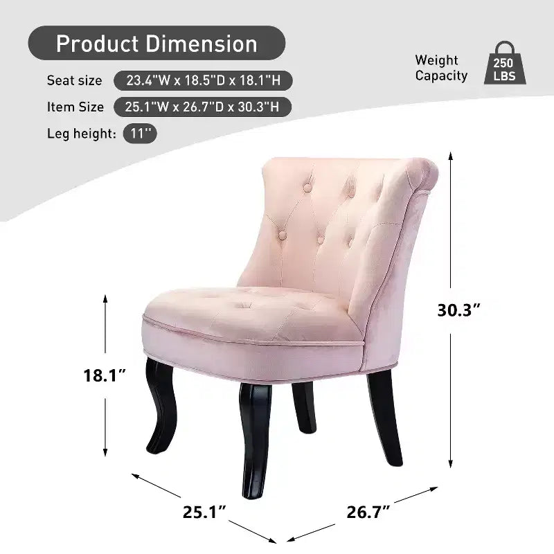 Chaise d'appoint à oreilles traditionnelle en velours capitonnée