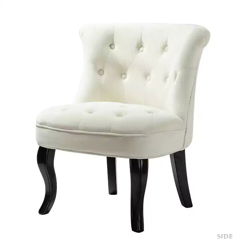 Chaise d'appoint à oreilles traditionnelle en velours capitonnée