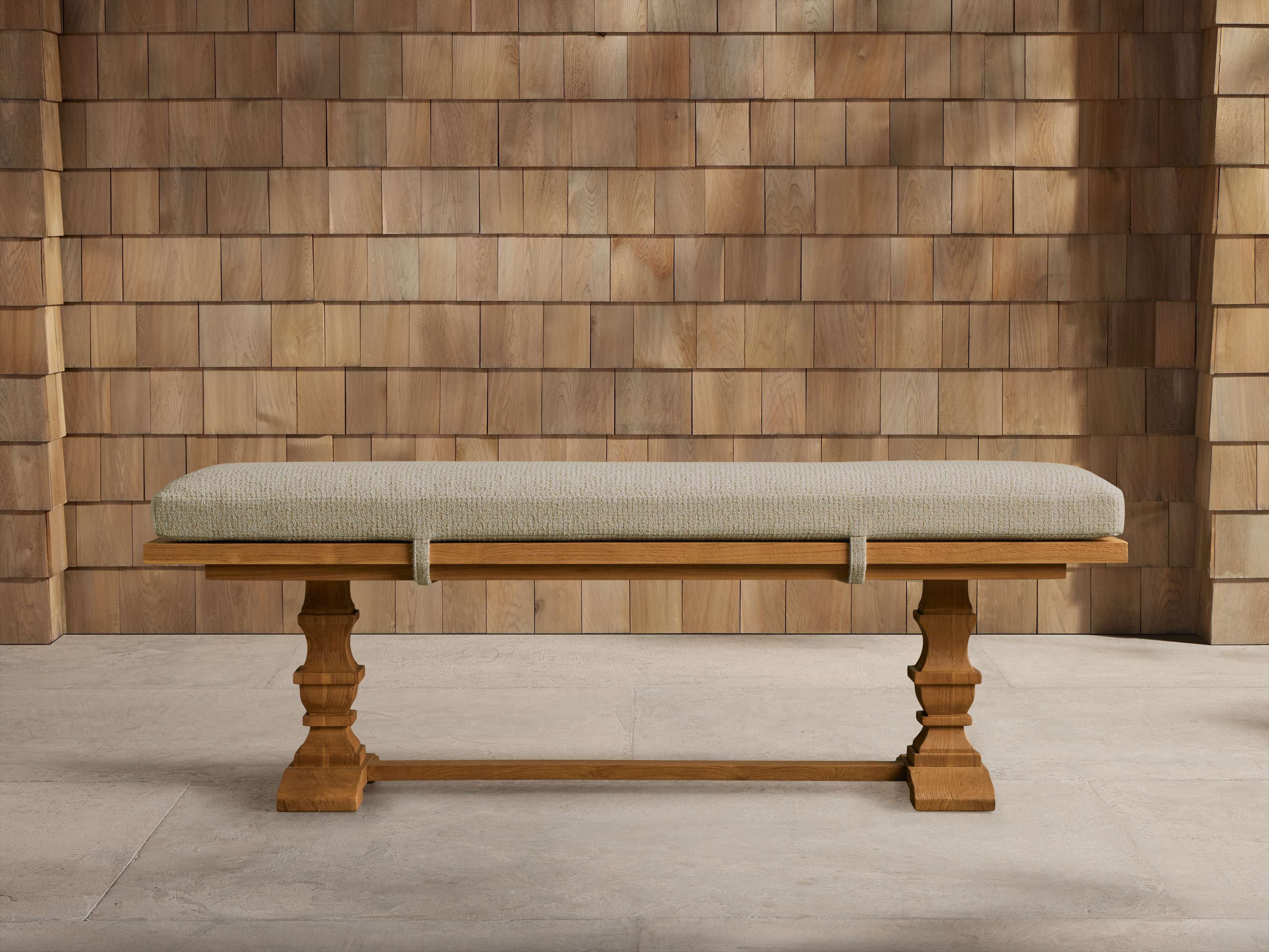 Banc de salle à manger d'extérieur en teck avec coussin